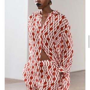 Zara Red and White Patterned Set Large NWT